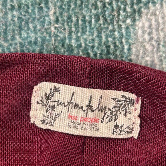 Free People Lotta Love Slip Dress Small Burgundy Red Velvet Burnout Floral Mini - Picture 6 of 14